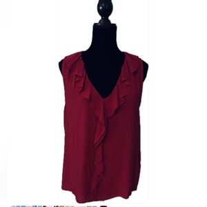 NWT Velvet Deep Red Ruffle Blouse